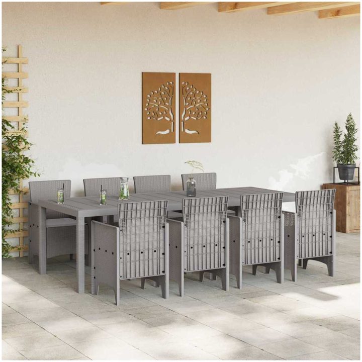 Utomhusmatset 9 pcs Vit Plastfletting vidaXL 250 x 100 x 73 cm – bild 3