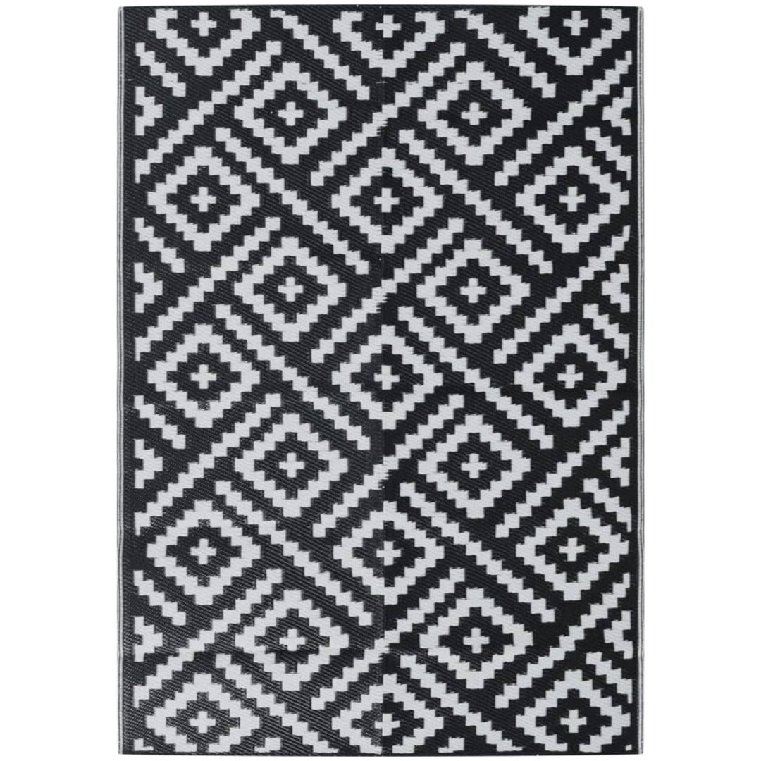 Utomhusmatta ARAKIL vit och svart PP vidaXL 140 x 200 cm – bild 2