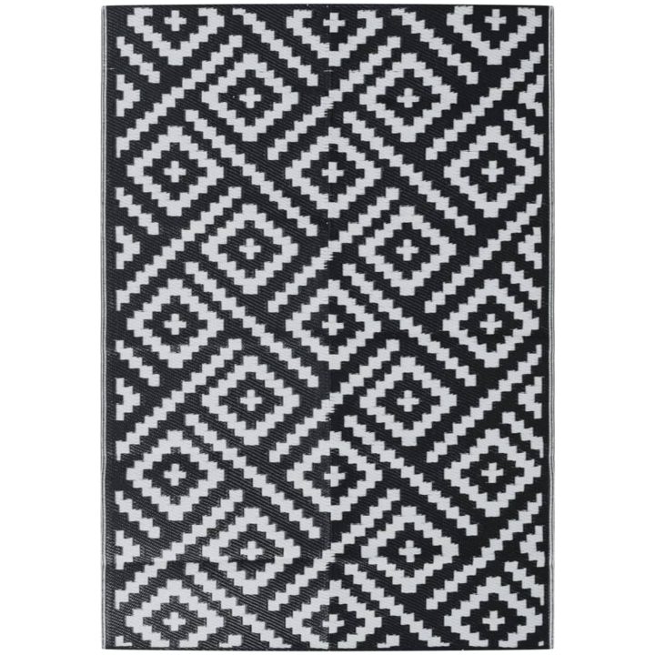 Utomhusmatta ARAKIL vit och svart PP vidaXL 140 x 200 cm – bild 2