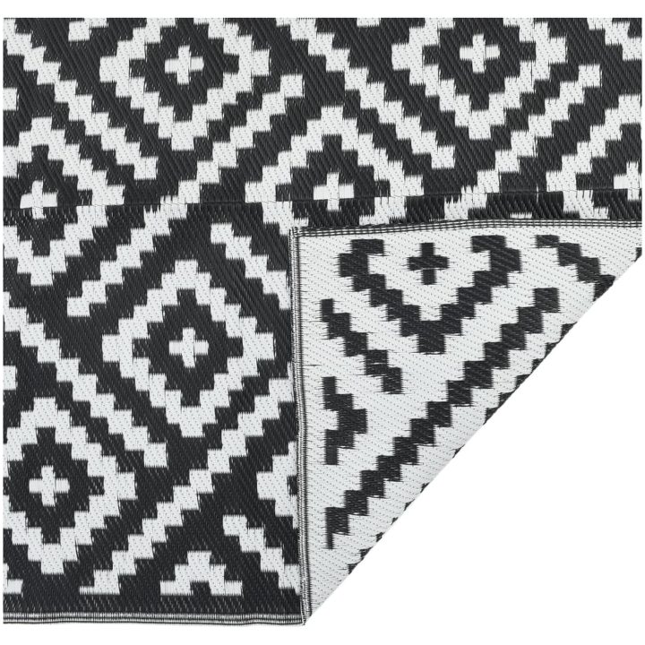Utomhusmatta ARAKIL vit och svart PP vidaXL 140 x 200 cm – bild 5