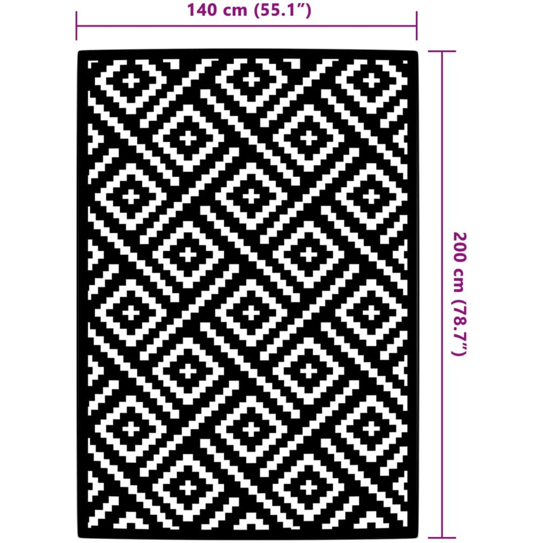 Utomhusmatta ARAKIL vit och svart PP vidaXL 140 x 200 cm – bild 6