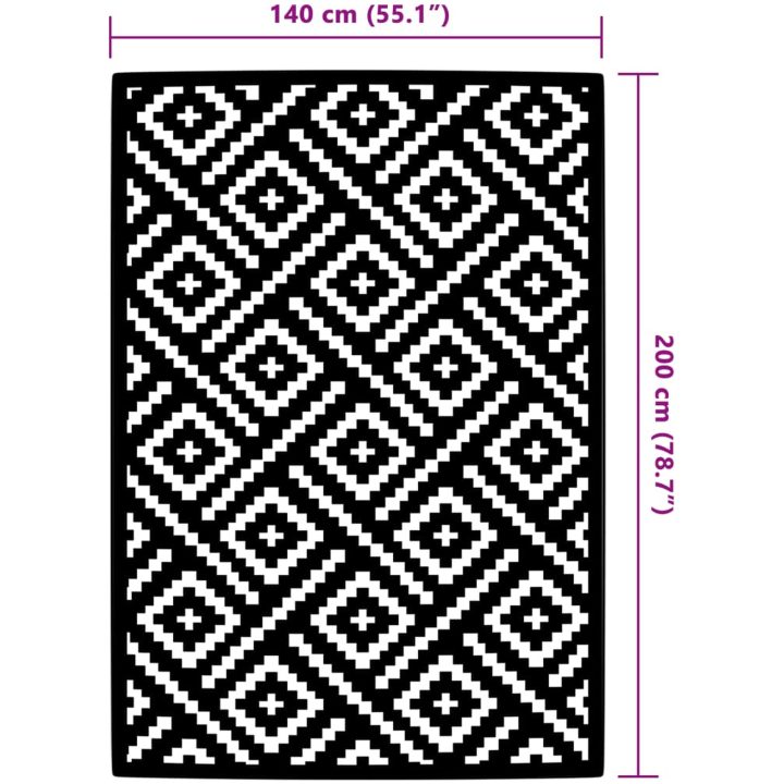 Utomhusmatta ARAKIL vit och svart PP vidaXL 140 x 200 cm – bild 6