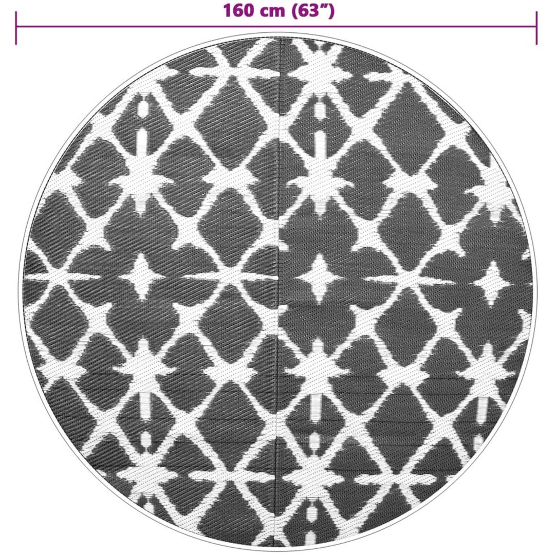 Utomhusmatta blå och vit PP vidaXL ⌀160 cm – bild 6