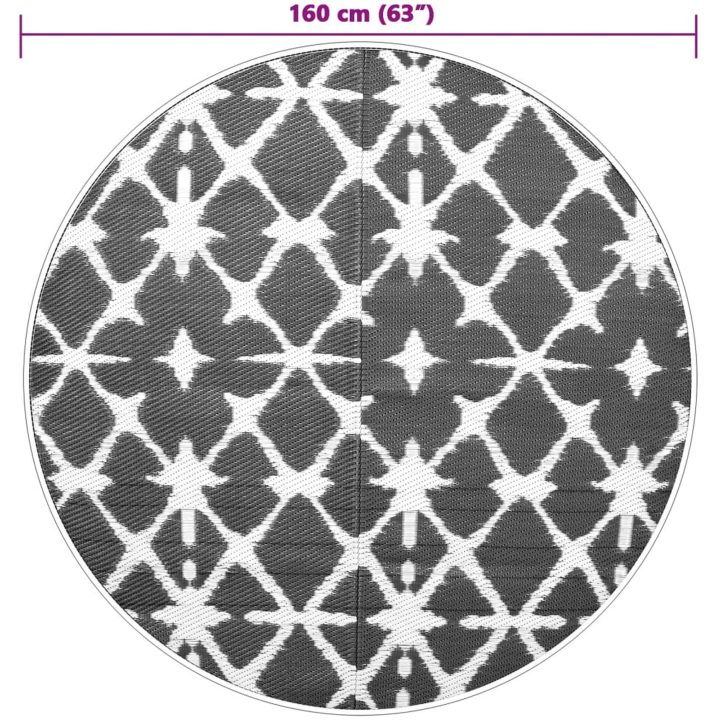 Utomhusmatta blå och vit PP vidaXL ⌀160 cm – bild 6