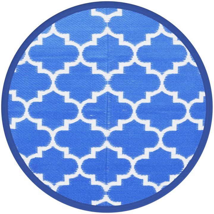 Utomhusmatta blå PP vidaXL ⌀160 cm – bild 2