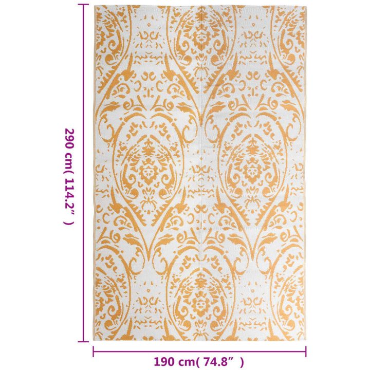 Utomhusmatta orange och vit PP vidaXL 190 x 290 cm – bild 6
