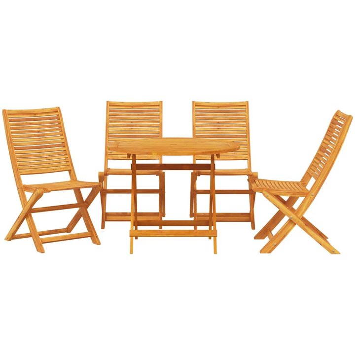 Utomhusmöbelset 5 pcs Naturligt trä Solid akaciaträ vidaXL ⌀90x75 cm – bild 7