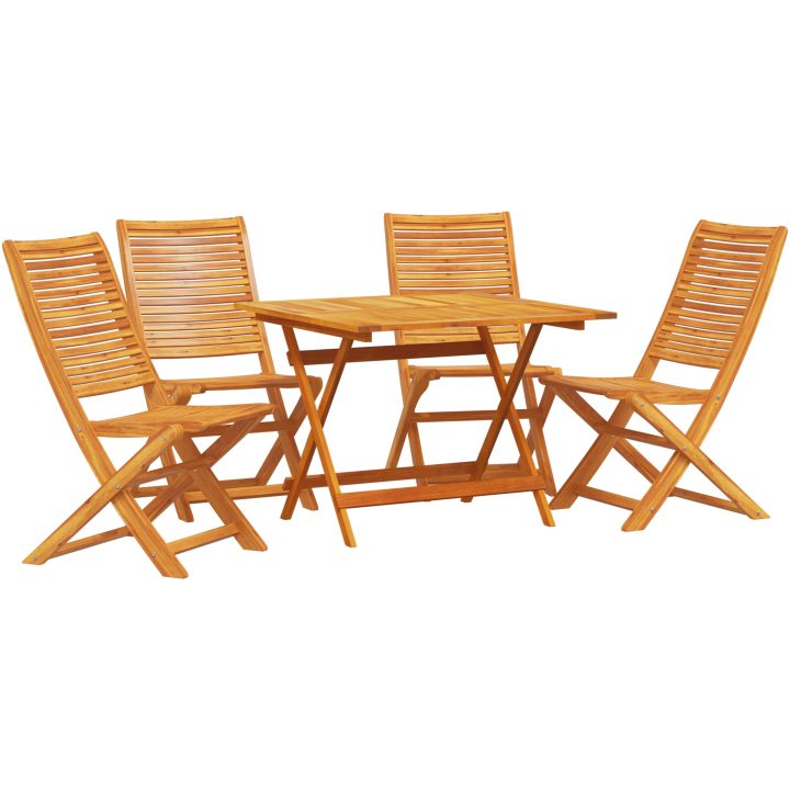 Utomhusmöbelset 5 pcs Naturligt trä vidaXL 90x90 cm bord – bild 2
