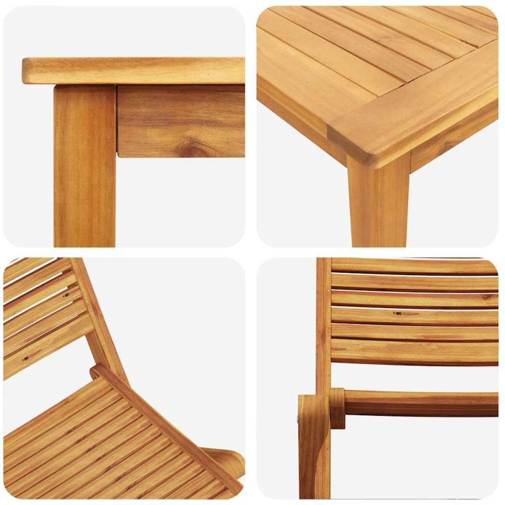 Utomhusmöbelset 5 pcs Naturligt trä vidaXL 90x90 cm bord – bild 11