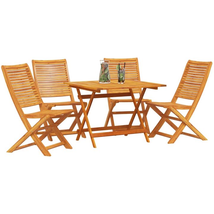 Utomhusmöbelset 5 pcs Naturligt trä vidaXL 90x90 cm bord – bild 3
