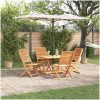 Utomhusmöbelset 5 pcs Naturligt trä vidaXL 90x90 cm bord – miniatyr 1