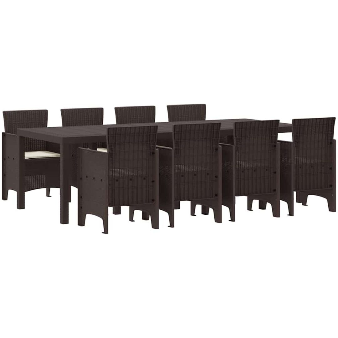 Utomhusserveringsset 9 pcs Brun Konstrotting vidaXL 250 x 100 x 73 cm – bild 2