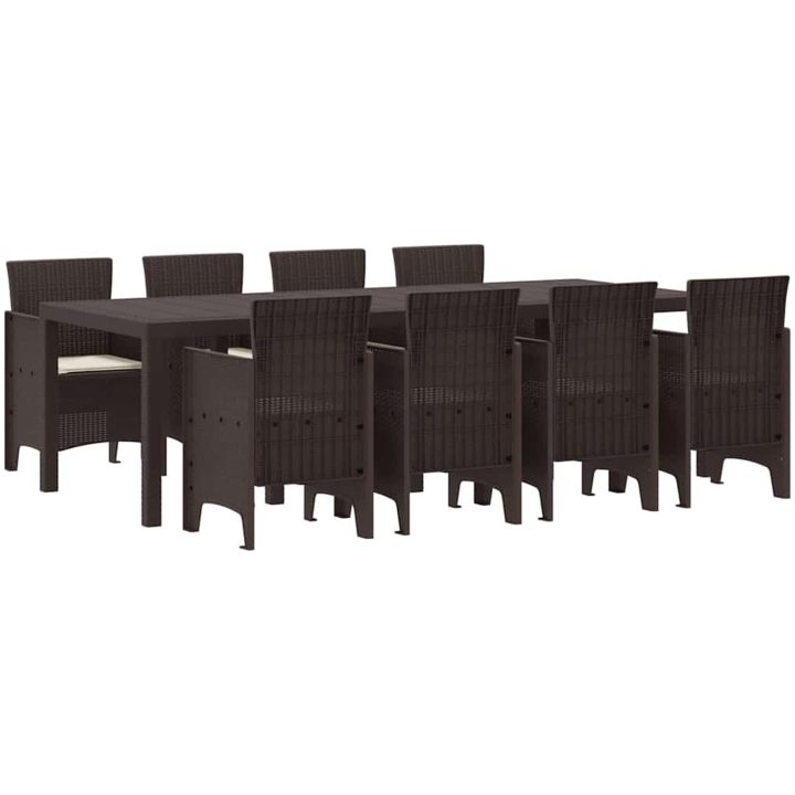 Utomhusserveringsset 9 pcs Brun Konstrotting vidaXL 250 x 100 x 73 cm – bild 2