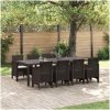 Utomhusserveringsset 9 pcs Brun Konstrotting vidaXL 250 x 100 x 73 cm – miniatyr 1