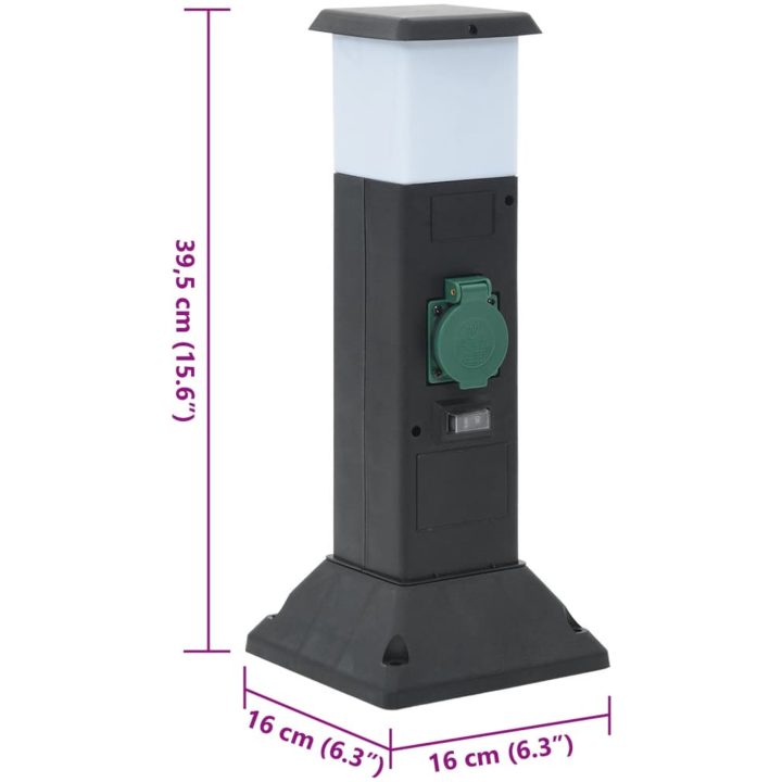 Utomhusuttag med lampa och spett 2-vägs 16x16x39,5 cm vidaXL – bild 9