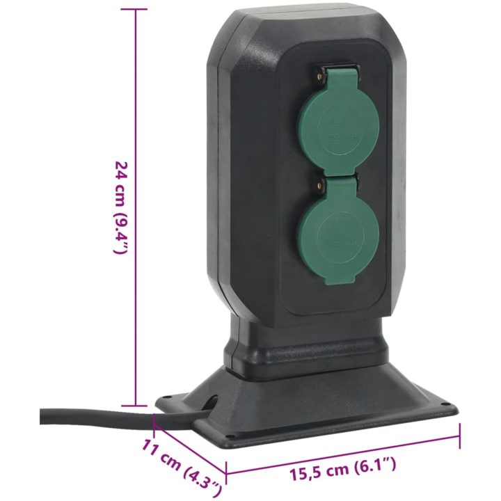Utomhusuttag med spett 4-vägs svart&grönt 15,5x11x24 cm vidaXL – bild 9