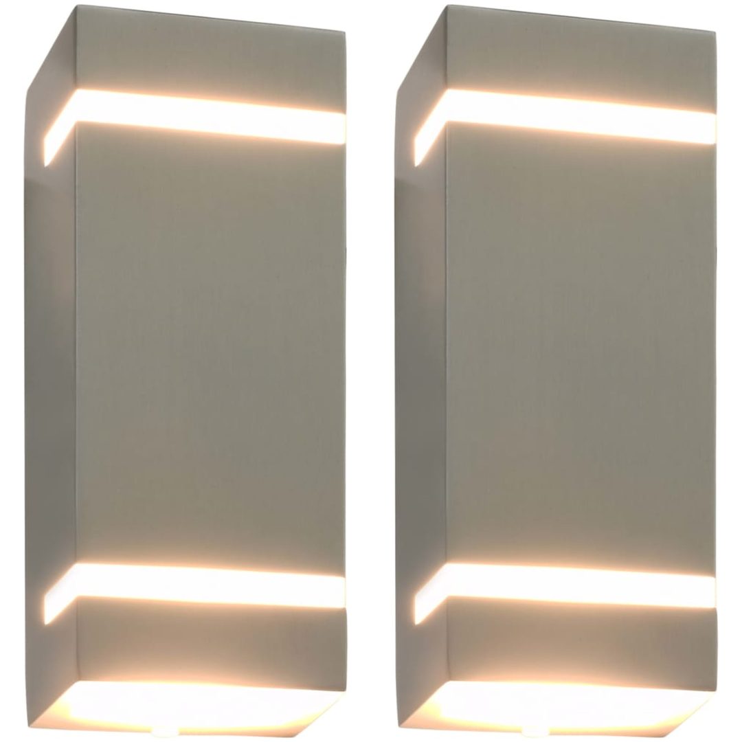 Utomhusvägglampa 2 st 35 W silver rektangulär vidaXL 75 x 95 x 238 mm