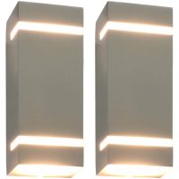 Utomhusvägglampa 2 st 35 W silver rektangulär vidaXL