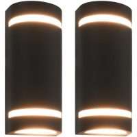 Utomhusvägglampa 2 st 35 W svart halvrund vidaXL