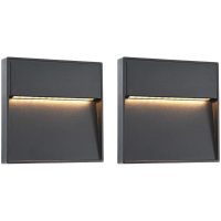 Utomhusvägglampa LED 2 st 3 W svart fyrkantig vidaXL