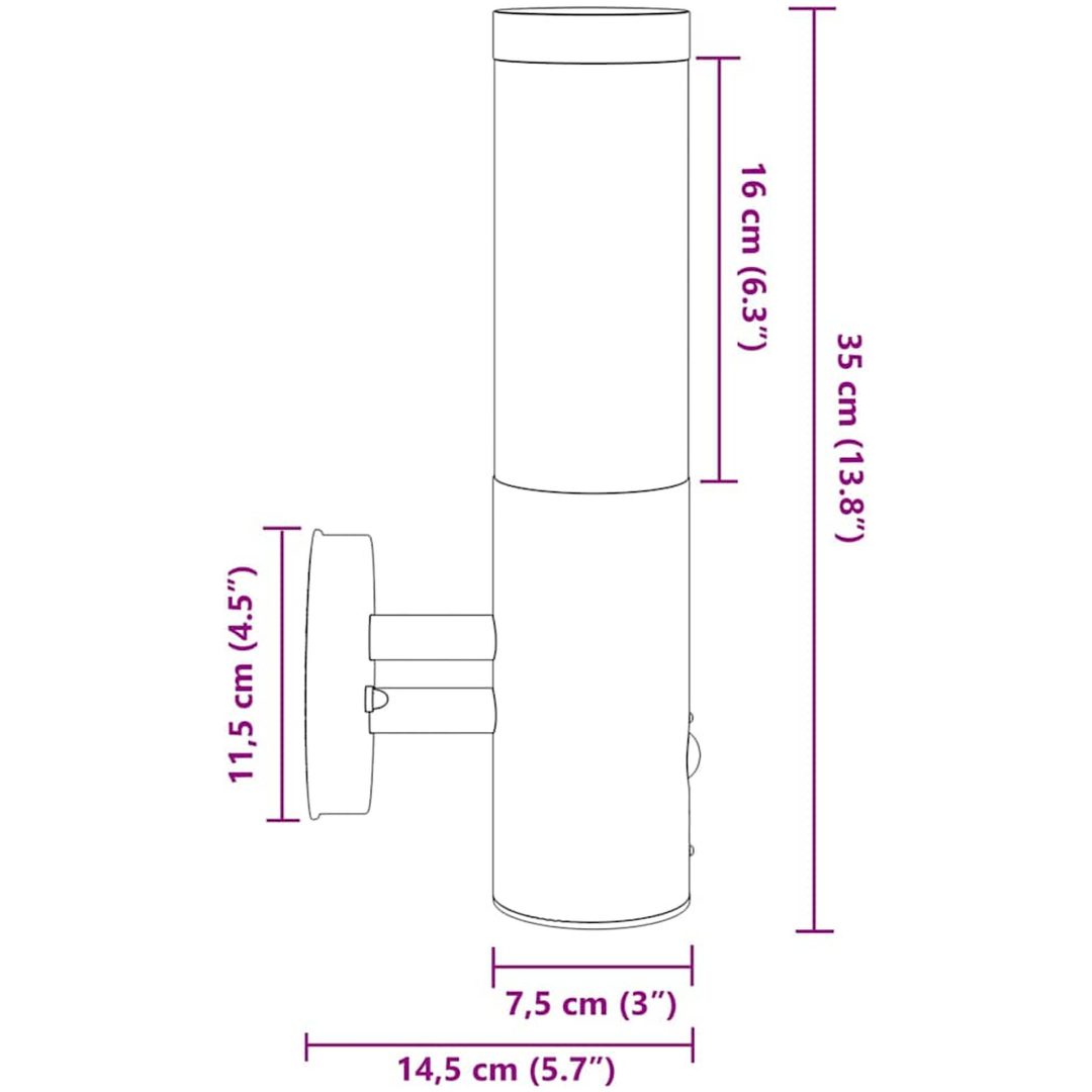 Utomhusvägglampa med sensor silver rostfritt stål IP44 vidaXL Medium – bild 12