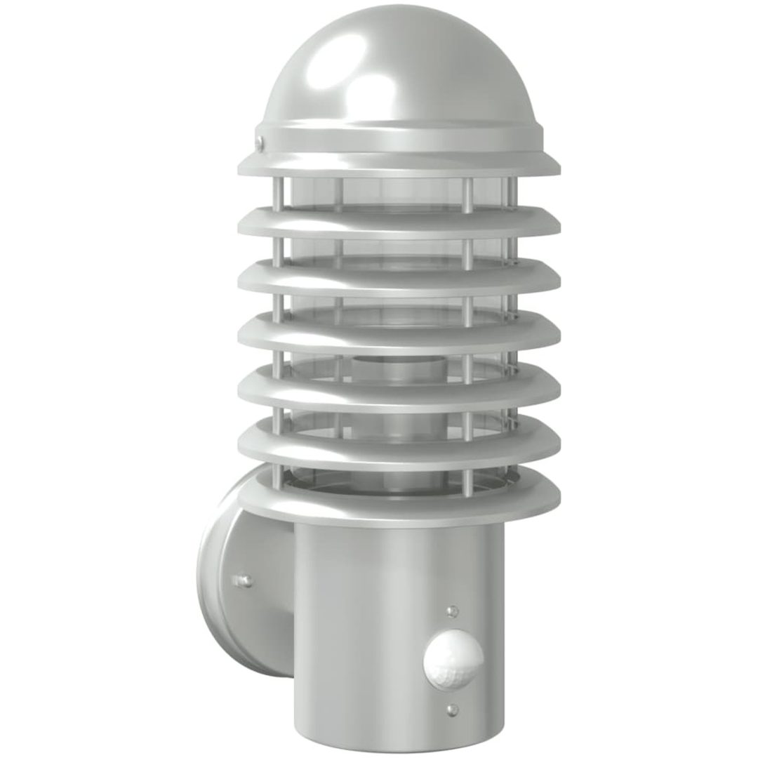 Utomhusvägglampa med sensor silver rostfritt stål vidaXL – bild 2