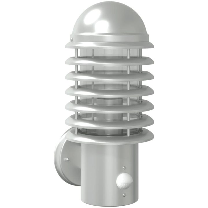 Utomhusvägglampa med sensor silver rostfritt stål vidaXL – bild 2
