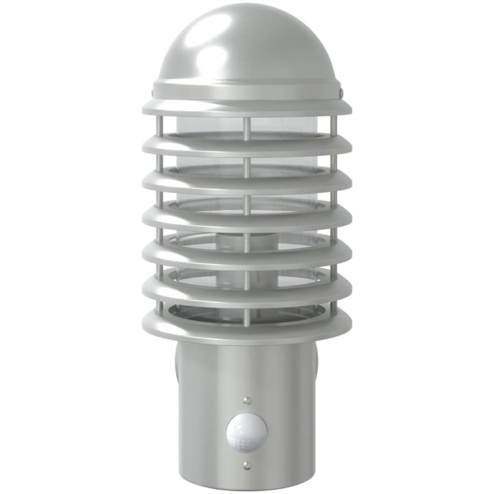 Utomhusvägglampa med sensor silver rostfritt stål vidaXL – bild 4
