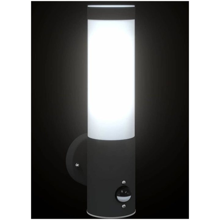Utomhusvägglampa med sensor Svart Rostfritt Stål IP44 vidaXL Medium – bild 11