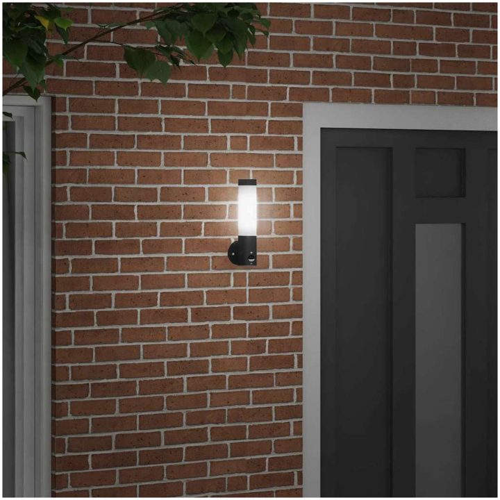 Utomhusvägglampa med sensor Svart Rostfritt Stål IP44 vidaXL Medium – bild 3