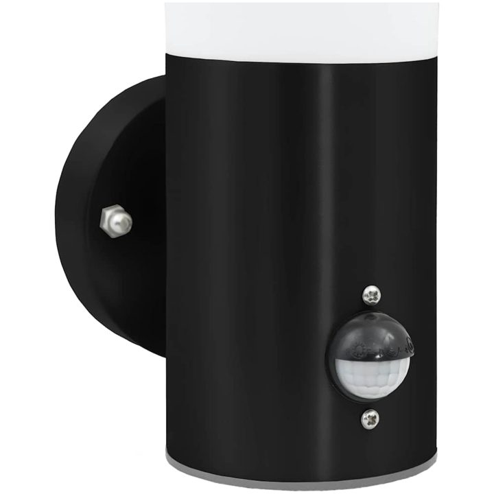 Utomhusvägglampa med sensor Svart Rostfritt Stål IP44 vidaXL Medium – bild 9