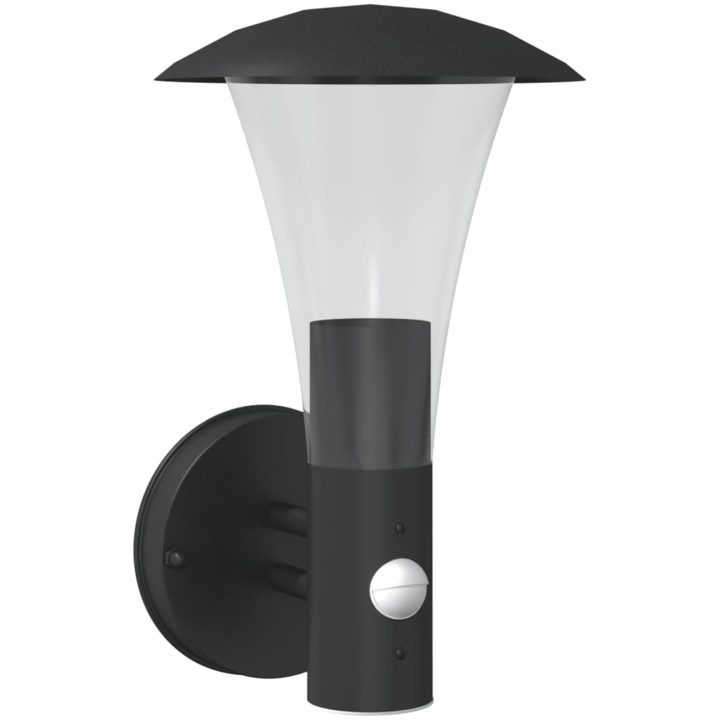 Utomhusvägglampa med sensor svart rostfritt stål vidaXL – bild 2