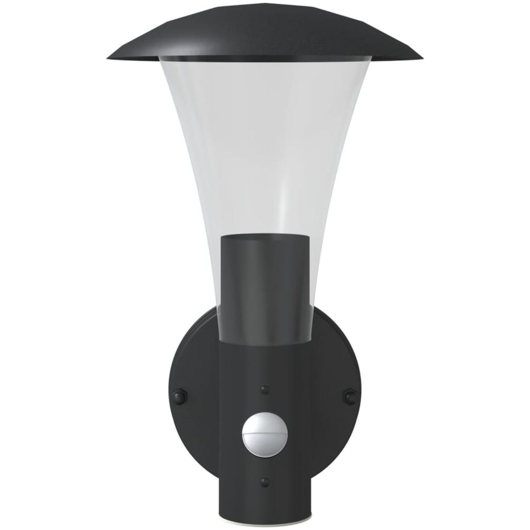Utomhusvägglampa med sensor svart rostfritt stål vidaXL – bild 4