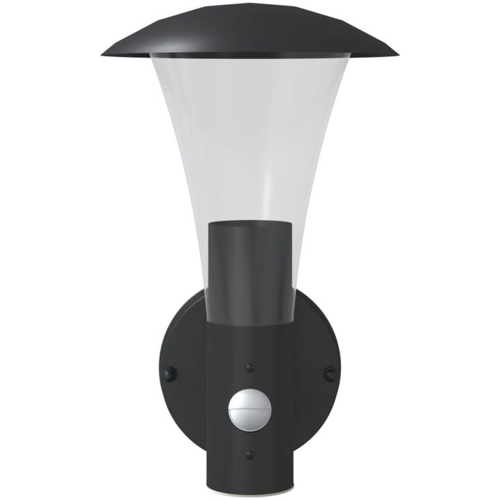 Utomhusvägglampa med sensor svart rostfritt stål vidaXL – bild 4