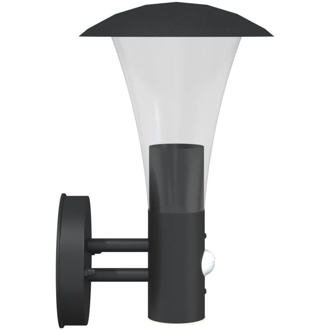 Utomhusvägglampa med sensor svart rostfritt stål vidaXL – bild 5