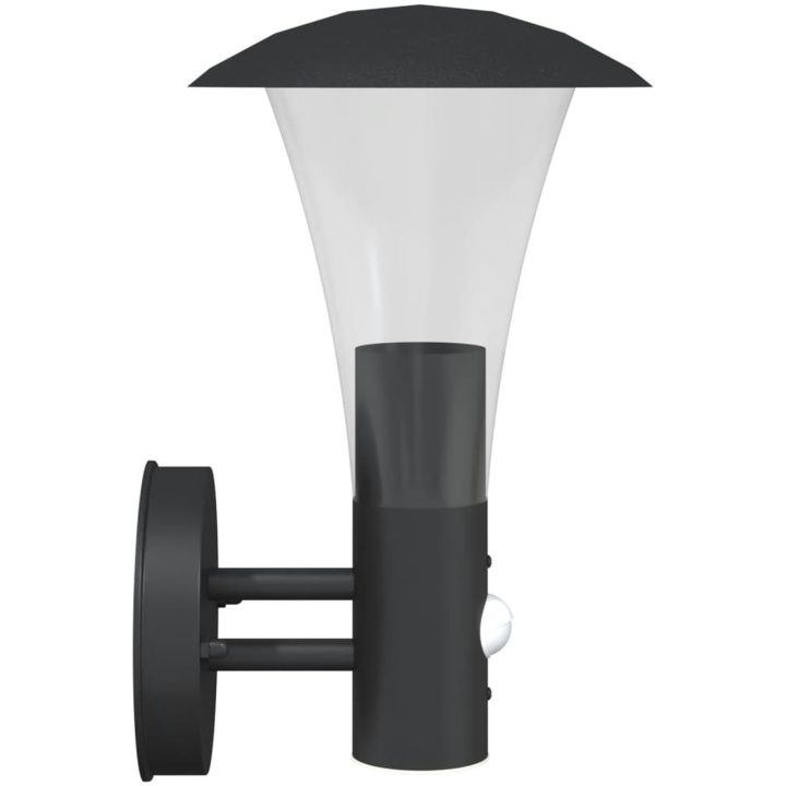 Utomhusvägglampa med sensor svart rostfritt stål vidaXL – bild 5
