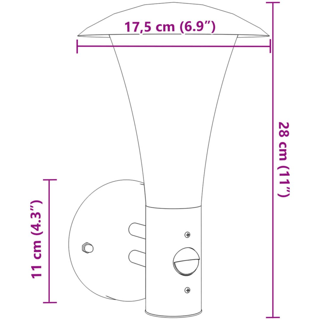 Utomhusvägglampa med sensor svart rostfritt stål vidaXL – bild 7