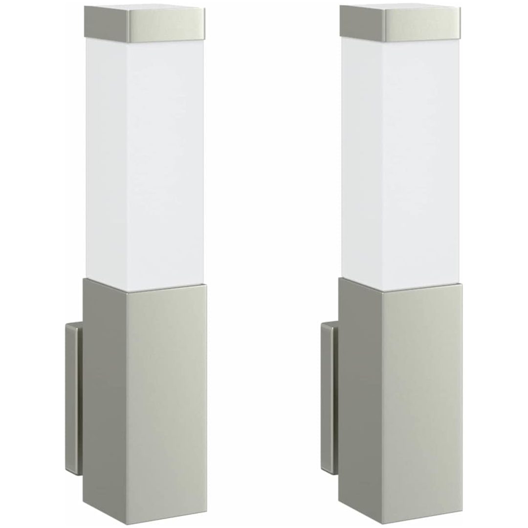 Utomhusvägglampor 2 st Silver Rostfritt Stål IP44 vidaXL Medium – bild 2