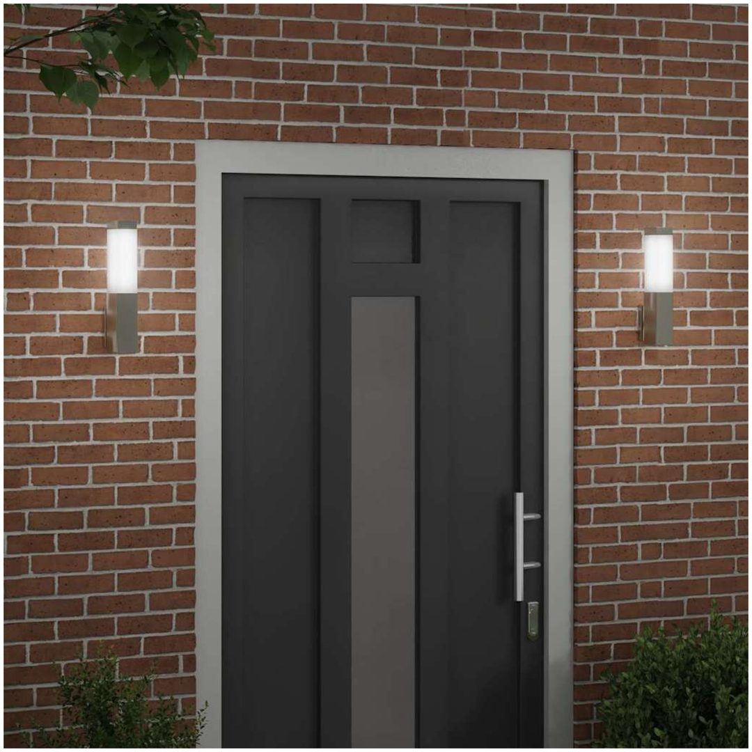 Utomhusvägglampor 2 st Silver Rostfritt Stål IP44 vidaXL Medium – bild 3