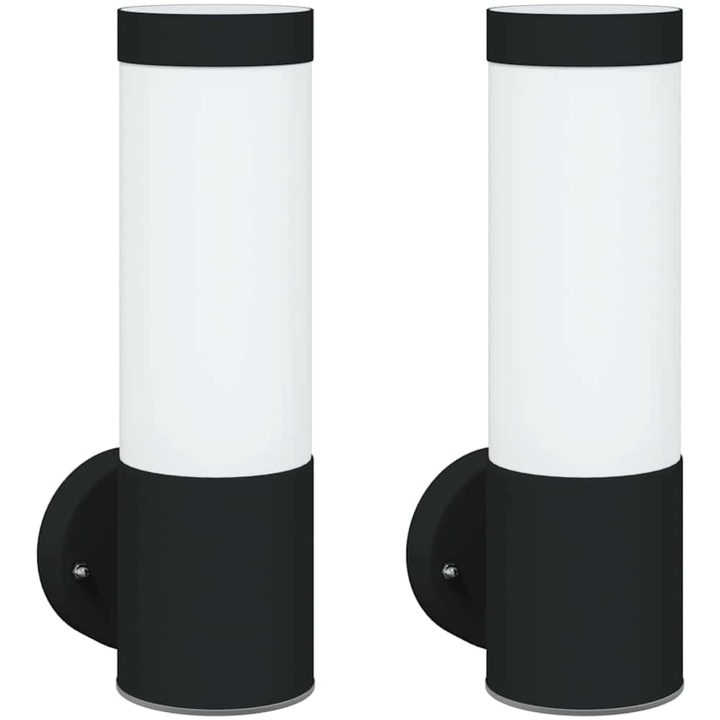 Utomhusvägglampor 2 st Svart Rostfritt Stål IP44 vidaXL Medium – bild 2