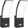 Utomhusvägglampor LED med sensorer 2 st svart gjuten aluminium vidaXL – miniatyr 2