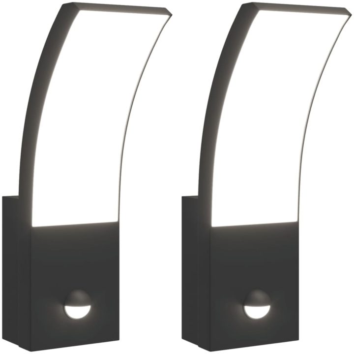 Utomhusvägglampor LED med sensorer 2 st svart gjuten aluminium vidaXL – bild 2