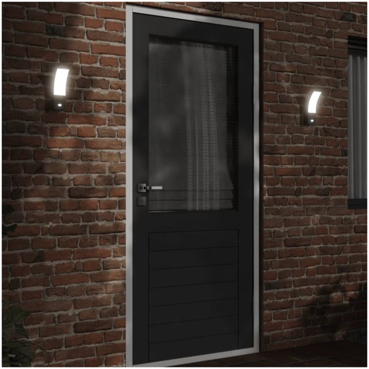 Utomhusvägglampor LED med sensorer 2 st svart gjuten aluminium vidaXL – bild 3