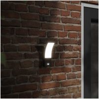 Utomhusvägglampor LED med sensorer 2 st svart gjuten aluminium vidaXL