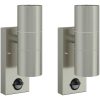 utomhusvägglampor med sensor 2 delar Silver rostfritt stål IP44 vidaXL Medium – miniatyr 2