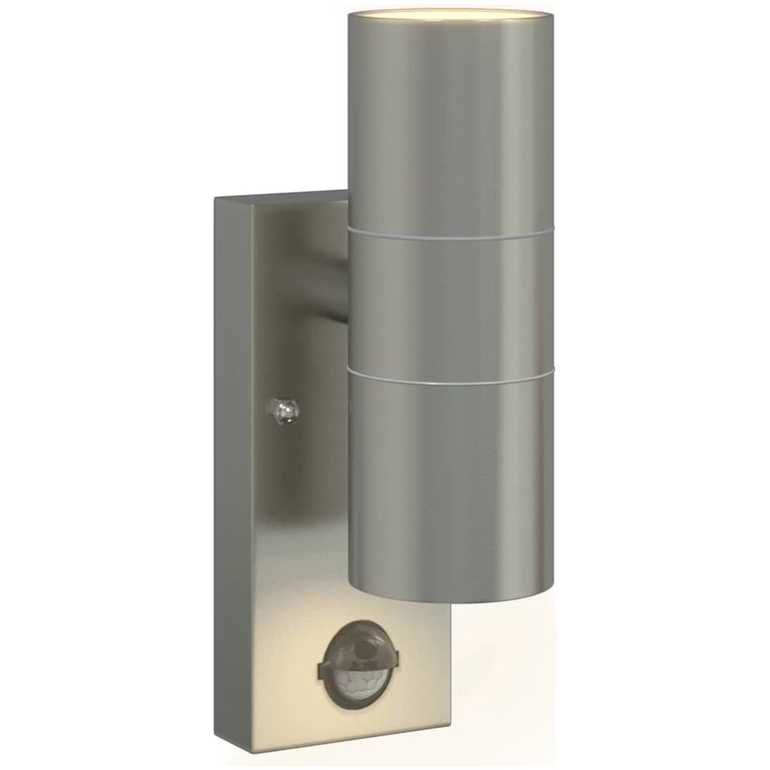 utomhusvägglampor med sensor 2 delar Silver rostfritt stål IP44 vidaXL Medium – bild 10