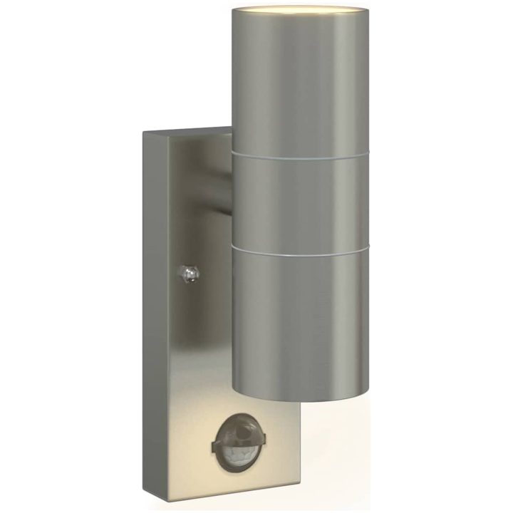 utomhusvägglampor med sensor 2 delar Silver rostfritt stål IP44 vidaXL Medium – bild 10