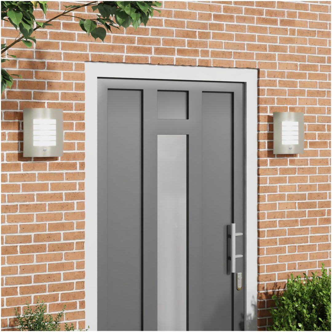 Utomhusvägglampor med Sensor 2 st Silver Rostfritt Stål IP44 vidaXL Medium