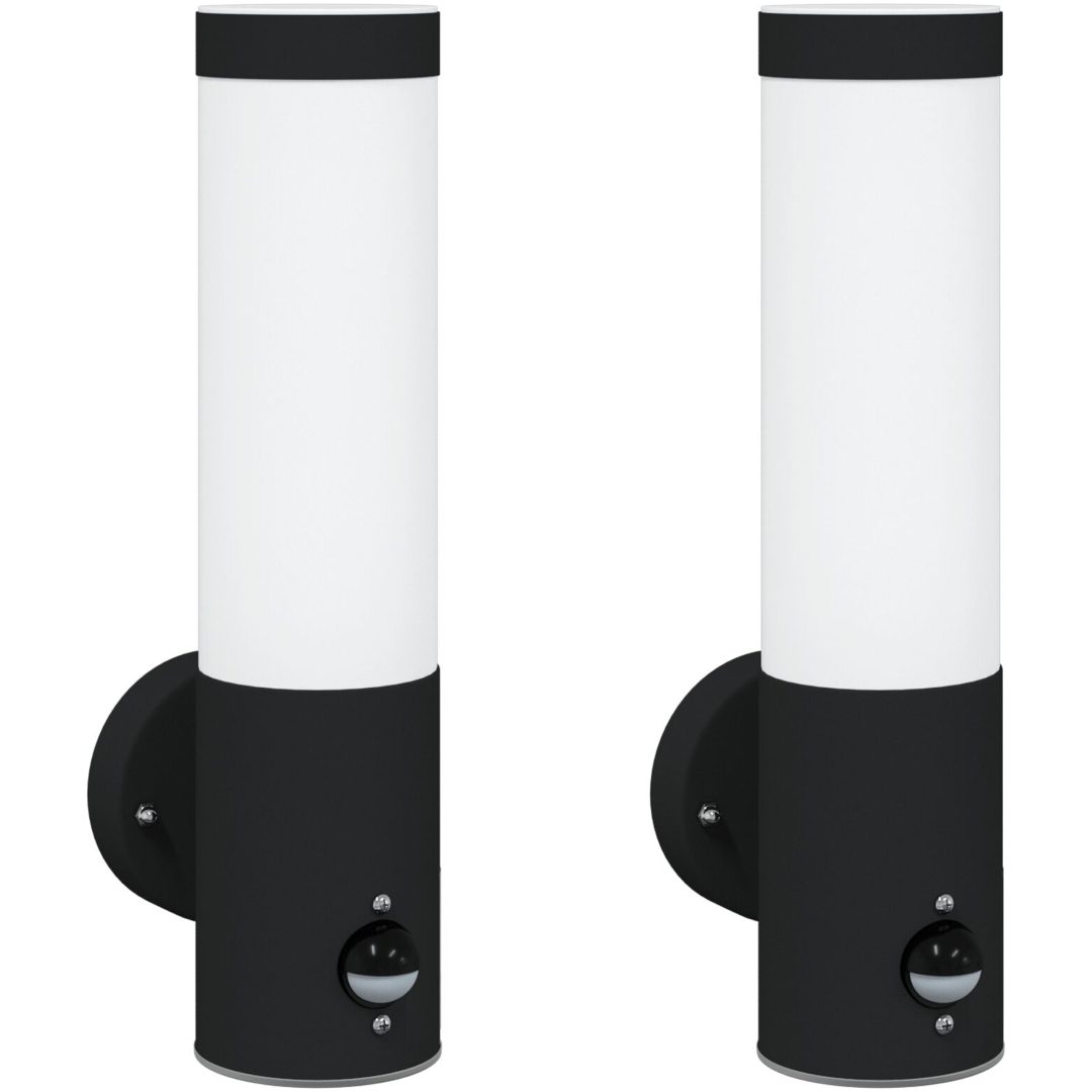 Utomhusväggljus med Sensor 2 st Svart Rostfritt Stål IP44 vidaXL Compact – bild 2