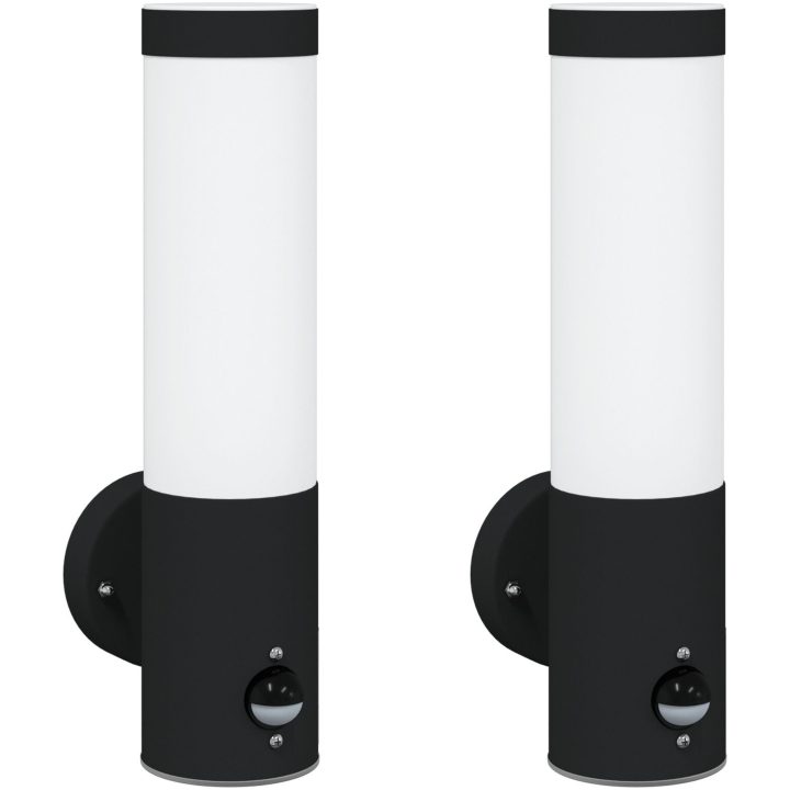 Utomhusväggljus med Sensor 2 st Svart Rostfritt Stål IP44 vidaXL Compact – bild 2
